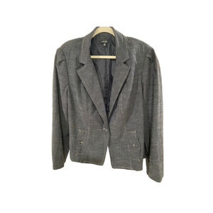 Rafaella Woman Indigo Blue One Button Blazer with Contrast Stitching - Size 20W